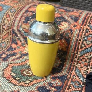 Vintage Yellow and Steel Cobbler-style Cocktail Shaker